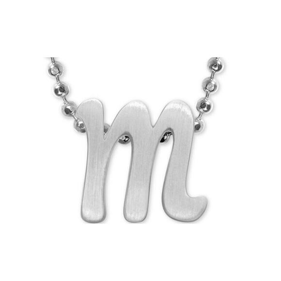 Alex Woo Sterling Silver ‘M’ Initial Pendant Necklace NY Designer Luxury Fashion - Picture 2 of 14